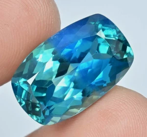 26.75 Ct Natural Bi-Color Paraiba Tourmaline Certified Cushion Loose Gemstone - Picture 1 of 7
