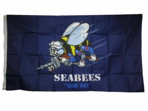 4 x SEABEES Flagge 3x5ft Polyester Banner Schild Bee Can Do! US Navy Militär Truppen - Bild 1 von 6