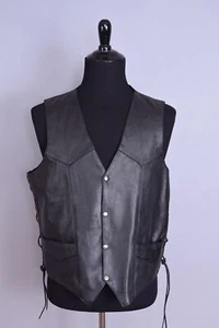 First Manufacturing Men's Leather Motorcycle Vest - Ultra Soft, Size 48 - Picture 1 of 12