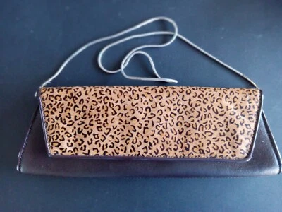 Клатч из коричневой кожи и волос животных Valerie Steven с серебряным ремешком. Отличное состояние - Изображение 1 из 4