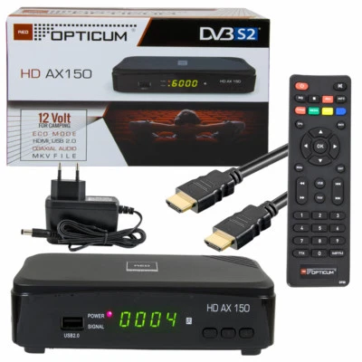 Sat HD Receiver OPTICUM AX150 Schwarz HDMI SCART USB PVR Aufnahme HDTV DVB-S2 TV - Bild 1 von 4
