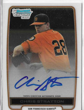 2012 BOWMAN CHROME CHRIS STRATTON AUTOGRAPHED FIRST CHROME CARD