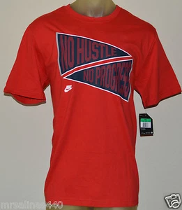 New NIKE NO HUSTLE NO PROGRESS TRAINING Mens X-LARGE RED T-Shirt 717026 657 - Picture 1 of 9