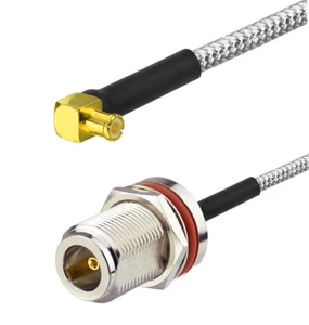 10-pack MCX Male Right Angle to N Type Female .141" RG402 Semi Rigid Cable 18cm - Picture 1 of 3