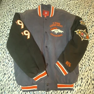 NFL Men's Denver Broncos 2 time Super Bowl Champion Cotton Varsity Jacket READ - Picture 1 of 6