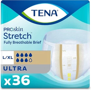 Tena Proskin Stretch Ultra Incontinence Briefs Underwear Diapers 42"-64" 36-Pack - Picture 1 of 8