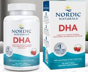 Nordic Naturals DHA, 830 mg, Strawberry Flavor, 90 Soft Gels, Exp 04/27 - Picture 1 of 4