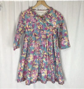 Garnet Hill Aqua Turquoise Purple floral Bird dress 10 Modest Sparrow lined - Picture 1 of 9