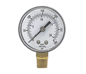 2" Steel Pressure Gauge 1/4" NPT Bottom Mount 0-30 PSI LP Propane Gas - Picture 1 of 1