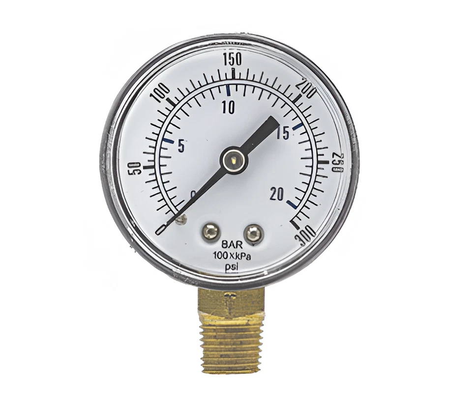 2" Steel Pressure Gauge 1/4" NPT Bottom Mount 0-30 PSI LP Propane Gas - Image 1 of 1