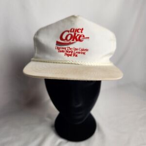 Chapeau de coke vintage Enjoy Diet Snapback Coca Cola blanc fabriqué aux États-Unis Stylemaster