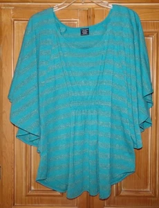 TOP de manga corta FADED GLORY PARA MUJER TALLA XXL (20) AZUL A RAYAS - Imagen 1 de 4