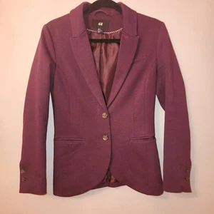 H & M Plum 2 Button Down Career Jacket Blazer Size 8 - Picture 1 of 13