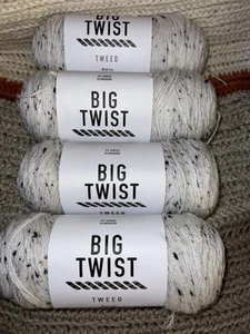 Tweed 350yds Worsted Acrylic Blend Yarn by Big Twist White 4 PACK - Picture 1 of 3