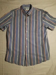 Old Navy Men's Short Sleeve Button up Shirt XL Tall Striped Casual Blue Pink - Picture 1 of 10