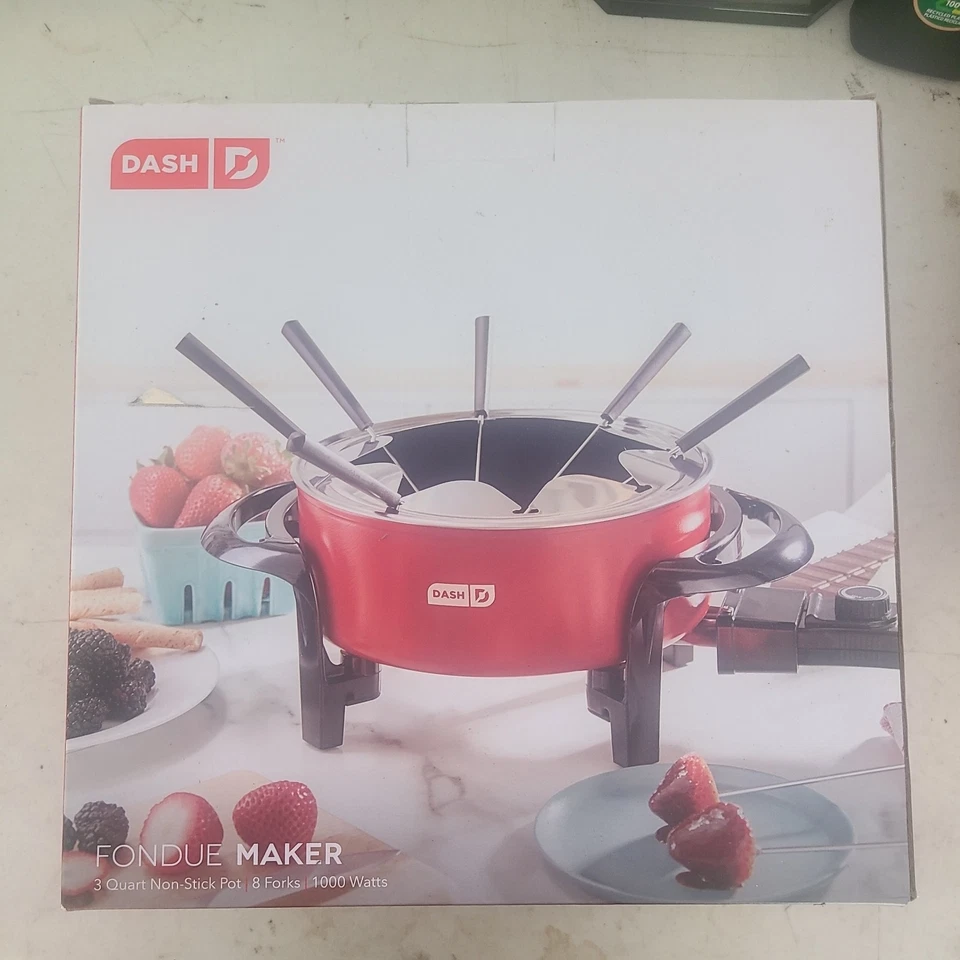 Marca Dash - Olla para hacer fondue eléctrica de 3 cuartos roja Foto 1 de 4