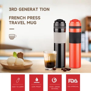 Cafetera de viaje portátil francesa 320 ml de acero inoxidable para coche - Imagen 1 de 15