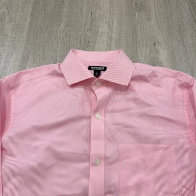 Camisa Bonobos Para Hombre 15.5-34 Rosa Blanco Rayas Calce Ajustado Cuello Algodón Preppy Foto 1 de 4