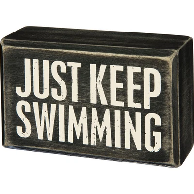 Primitives by Kathy Keep Swimming Box Sign 31166 - Image 1 of 2