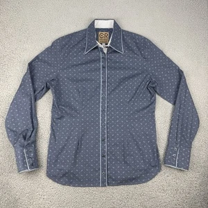 CR RANCHWEAR Western Shirt Womens Large Blue Long Sleeve Button-Up Flip Cuff - Picture 1 of 10