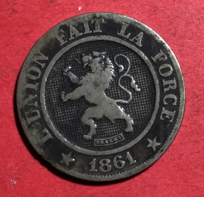 ¡10 céntimos Bélgica 1861! ¡BIEN! Antigua moneda Bélgica! Foto 1 de 2