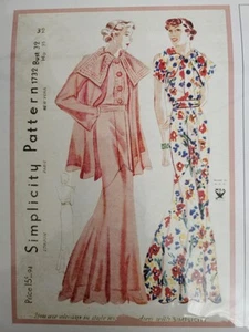 Vintage 1940s Simplicity 1732 Dress Gown Jacket Bust 32 Reproduction Uncut - Picture 1 of 3