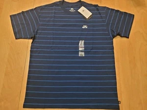 New Nike SB Max90 Skateboarding Striped Blue Med Short Sleeve T-Shirt ShipFree - Picture 1 of 10