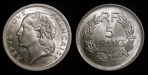 FRANCE 1947 Open 9 5 Francs BU - Picture 1 of 1