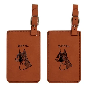 L1948 Boxer Head Cropped Ears Luggage Tags 2 Pk FREE SHIPPING Over 200 Breeds   - Picture 1 of 2