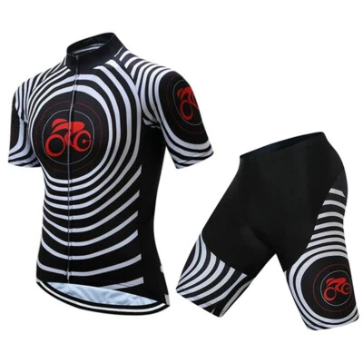 Ropa de ciclismo para hombre Conjunto de camiseta de ciclismo de verano y pantalones cortos de ciclismo (babero) Foto 1 de 4
