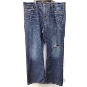 American Eagle Bootcut Jeans Men's 42x32 Dark Blue Distressed Denim Classic - Picture 1 of 7