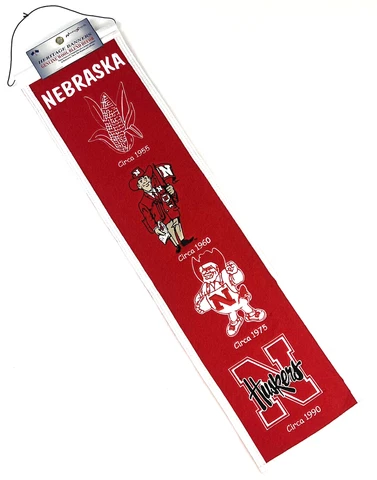 Nebraska Cornhuskers Heritage Banner Logos Winning Streak Wool Pennant Flag Cover