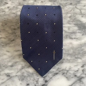 GIEVES and HAWKES London Men's All Silk Blue Geometric Jacquard Tie~3.5" J46 - Picture 1 of 5