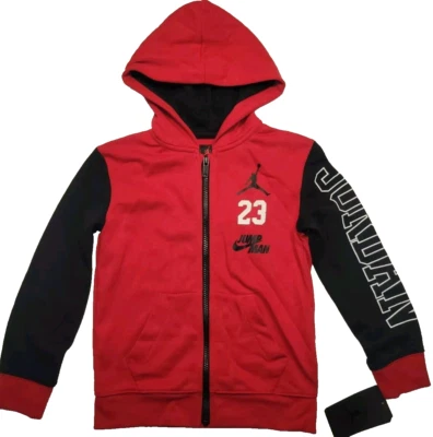 耐克 Jordan Jumpman 23 全拉链连帽衫运动衫红色男孩尺寸 4 免运费 55 美元 — 第 1/4 张图片