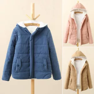 Women's Winter Hooded Jacket Windproof Sherpa Lined Fleece Coat Outerwear - Picture 1 of 13