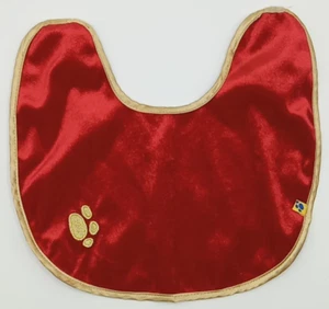 Build a Bear Workshop Red Velvet Dog Cape Gold Color Trim Embroidered Paw BABW - Picture 1 of 6