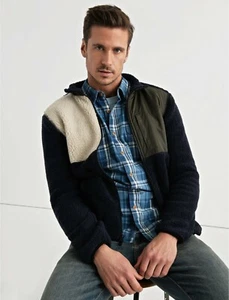 LUCKY BRAND Men's Sherpa Colorblock Shearless Fleece Jacket Size M $99 NWT - Picture 1 of 12