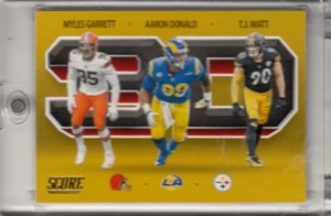 2021 Score Gold Myles Aaron - Garrett Donald - T.J. Watt Takedown Artist 3D9 - Picture 1 of 4