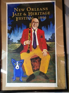 1996 New Orleans Jazz Fest poster George Rodrigue Pete Fountain LTD numbered - Picture 1 of 9