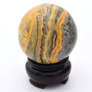 50mm Bumblebee Jasper 164g Natural Crystal Sphere Ball Gemstone, Inc Stand - Picture 1 of 5