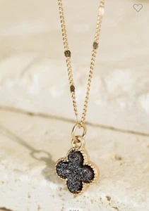 Gray Druzy Flower Necklace Fashion Jewelry Gold Necklace - Picture 1 of 1