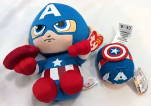 Marvel Captain America TY Beanie Babies Plush & TSUM TSUM Mini - Picture 1 of 17
