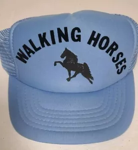Vintage Trucker Mütze Snapback Cap Walking Pferde blau Mesh Foam 80er - Bild 1 von 6