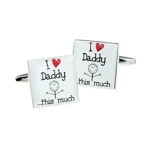 High Quality Cute I Love Daddy this Much Square Cufflinks BOCS347 - Picture 1 of 1