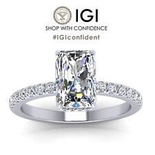 IGI, D-E/VS Lab Grown Radiant Diamond Hidden Halo Engagement Ring- 1.50Ct-4.50Ct