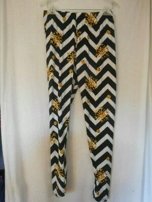 Negro Blanco Dorado Chevron Copo de Nieve Leggings Pantalones de Salón Super Suave  Foto 1 de 3
