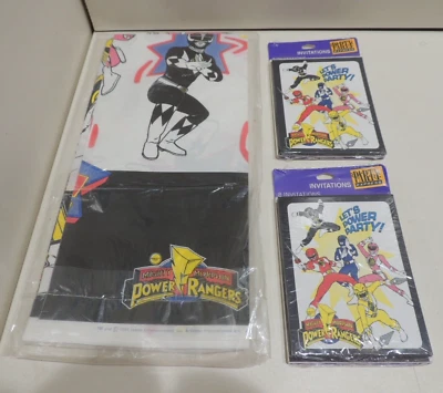 Mantel de papel temático Power Rangers 1995 y 16 invitaciones NOS Foto 1 de 2