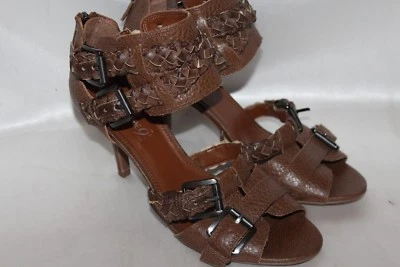 Туфли-лодочки BOUTIQUE 9 из коричневой кожи RUBYANN с плетеным ремешком на лодыжке с открытым носком размер 8,5 - Изображение 1 из 4