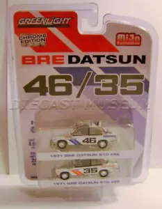 1971 '71 BRE DATSUN 510 #35 #46 CHASE CHROME EDITION 2 PACK GREENLIGHT 2019 MIJO - Picture 1 of 4