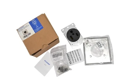 ELEGRP NEMA 6-50R 50A 250V toma de montaje empotrado placa de pared de acero inoxidable negra Foto 1 de 4